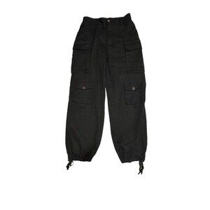HUHOT Black‎ Cargo Pants Goth Punk Emo Grunge Skater Womens sz M cinch ankle